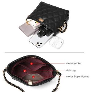 Small Crossbody Bags for Women Purses Fashion Leather Lightweight Handbags Shoulder Bag(Black)