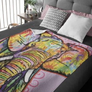 dawhud direct colorful elephant fleece blanket for bed 50″ x 60″ dean russo elephant fleece throw blanket for women, men and kids super soft plush elephant blanket throw blanket for elephant lovers