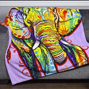 Dawhud Direct Colorful Elephant Fleece Blanket for Bed 50" x 60" Dean Russo Elephant Fleece Throw Blanket for Women, Men and Kids Super Soft Plush Elephant Blanket Throw Blanket for Elephant Lovers