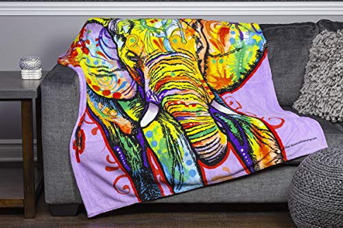 Dawhud Direct Colorful Elephant Fleece Blanket for Bed 50" x 60" Dean Russo Elephant Fleece Throw Blanket for Women, Men and Kids Super Soft Plush Elephant Blanket Throw Blanket for Elephant Lovers