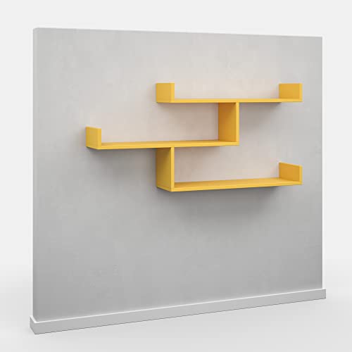 Ada Home Décor Wilton Wall Shelf, 47'' X 26'' X 9'', Mustard