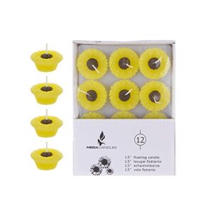 mega candles – unscented 1.5″ floating sun flower candles – yellow, set of 12