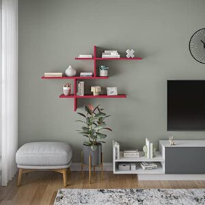ada home décor webster wall shelf, 48.5” x 31.5” x 8.5”, burgundy