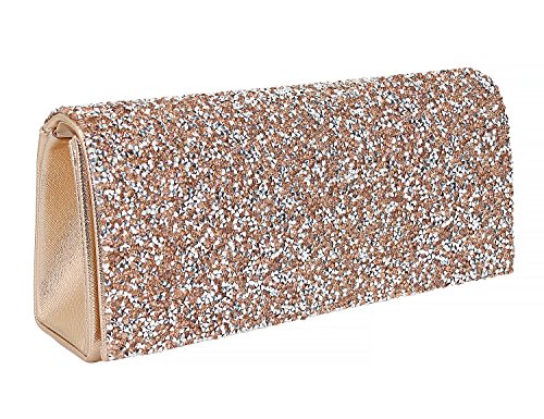 Naimo Bling Shiny Rhinestone Wedding Evening Party Clutch Handbag Purse (Champagne)