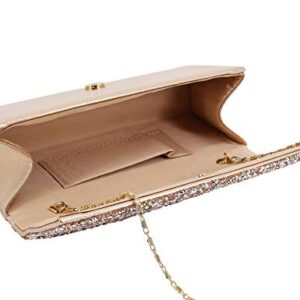 Naimo Bling Shiny Rhinestone Wedding Evening Party Clutch Handbag Purse (Champagne)