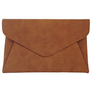 jnb synthetic leather double pocket envelop clutch, tan medium
