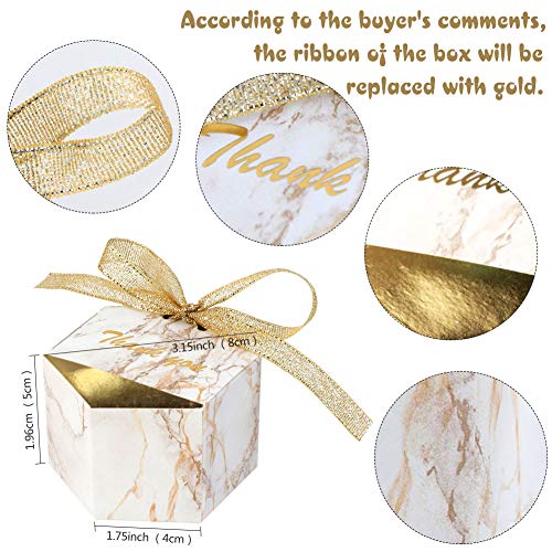 AerWo 50pcs Marble Wedding Party Favor Boxes, Gold Wedding Candy Boxes Bags Hexagonal Chocolate Treat Gift Boxes with Ribbons for Wedding Bridal Shower Baby Shower Birthday Party Decoration