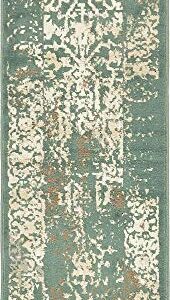 Unique Loom Tuareg Collection Vintage Distressed Traditional Area Rug, 2 ft x 6 ft, Green/Beige