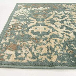 Unique Loom Tuareg Collection Vintage Distressed Traditional Area Rug, 2 ft x 6 ft, Green/Beige