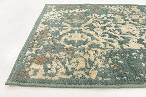 Unique Loom Tuareg Collection Vintage Distressed Traditional Area Rug, 2 ft x 6 ft, Green/Beige