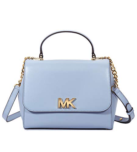 Michael Kors Mott Medium Leather Satchel- Pale Blue