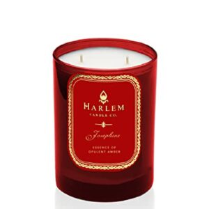 Harlem Candle Company, Josephine Luxury Scented Candle, Double Wick, 12 oz Red Glass Jar, Soy Wax, Gift Box, Scents of Rose, Jasmine, Amber, Tonka Bean and Sandalwood