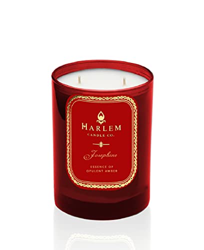 Harlem Candle Company, Josephine Luxury Scented Candle, Double Wick, 12 oz Red Glass Jar, Soy Wax, Gift Box, Scents of Rose, Jasmine, Amber, Tonka Bean and Sandalwood