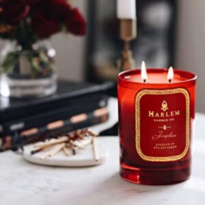 Harlem Candle Company, Josephine Luxury Scented Candle, Double Wick, 12 oz Red Glass Jar, Soy Wax, Gift Box, Scents of Rose, Jasmine, Amber, Tonka Bean and Sandalwood