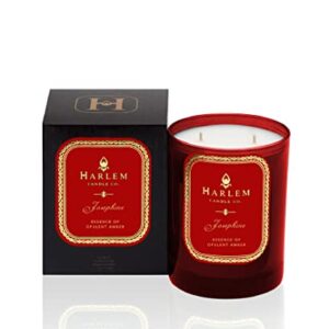 Harlem Candle Company, Josephine Luxury Scented Candle, Double Wick, 12 oz Red Glass Jar, Soy Wax, Gift Box, Scents of Rose, Jasmine, Amber, Tonka Bean and Sandalwood