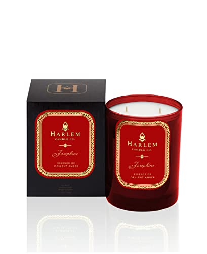 Harlem Candle Company, Josephine Luxury Scented Candle, Double Wick, 12 oz Red Glass Jar, Soy Wax, Gift Box, Scents of Rose, Jasmine, Amber, Tonka Bean and Sandalwood