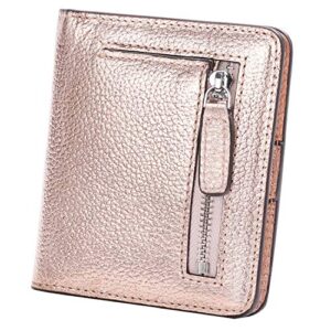 ainimoer small leather wallet for women, ladies credit card holder rfid blocking women’s mini bifold pocket purse, champaign gold