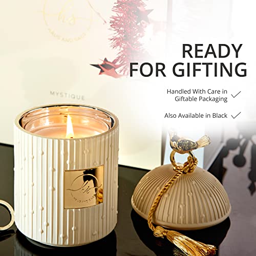 Scented Candles for Home Luxury Candle Gift Set - Candle Holder + 2 x 8.5oz Soy Candle Refills + Wick Trimmer - 115 Hour Burn - Birthday Gifts for Women - Centerpiece Decorations - 4 pcs