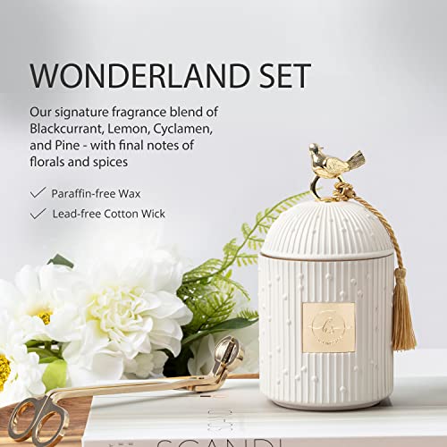 Scented Candles for Home Luxury Candle Gift Set - Candle Holder + 2 x 8.5oz Soy Candle Refills + Wick Trimmer - 115 Hour Burn - Birthday Gifts for Women - Centerpiece Decorations - 4 pcs