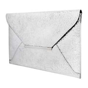 JNB Crushed Metallic Envelope Clutch, Silver