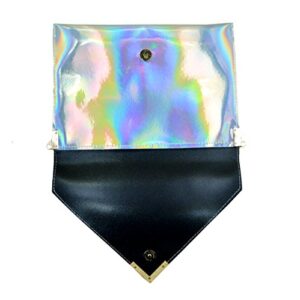 Buddy Holographic Envelope Clutch Handbag Chain Crossbody Shoulder Bag Tote Purse (Silver) One Size