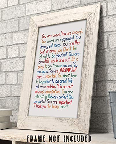 "You Are Enough-Loved-Important"- Inspirational Wall Art Print- 8 x 10" Ready to Frame. Motivational Wall Art-Home Décor- Office Décor. Perfect For Building Confidence in Children, Friends & Graduates