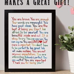 "You Are Enough-Loved-Important"- Inspirational Wall Art Print- 8 x 10" Ready to Frame. Motivational Wall Art-Home Décor- Office Décor. Perfect For Building Confidence in Children, Friends & Graduates