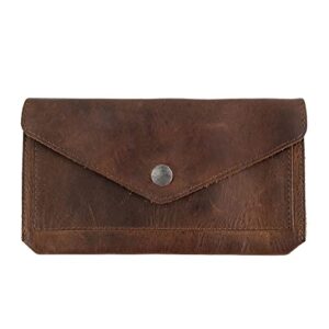 hide & drink, large female wallet handmade from full grain leather – bourbon brown