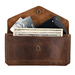 Hide & Drink, Large Female Wallet Handmade from Full Grain Leather - Bourbon Brown