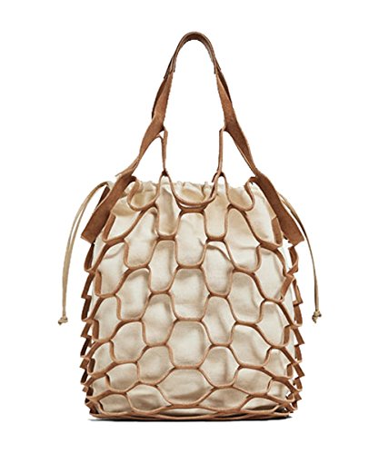 Nautical Purse Beach Bag Tote Inspired By a Fishnet (Medium, Tan)