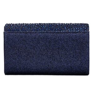 CurvChic Women Evening Bag Clutch Rhinestone Envelope Party Handbag Bridal Prom Purse (Navy Blue)