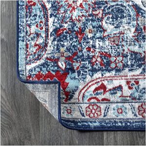 JONATHAN Y Modern Persian Vintage Medallion Red/Navy 3 ft. x 5 ft. Area-Rug Country, Easy -Cleaning, for Bedroom, Kitchen, Living Room, Non Shedding (MDP104A-3)