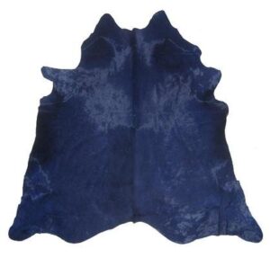 ecowhides cowhide rugs color dyed 7 ft x 7 ft genuine skin leather carpet – area rug for home & office (navy blue)