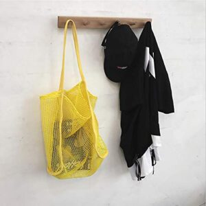 Enkrio Large Mesh Beach Casual Shoulder Bag Mesh Tote Bag Handbag for Students Teens Heavy Duty, Lightweight Foldable (Yellow)
