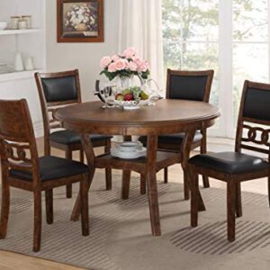 New Classic Furniture Gia 5-Piece Round Dining Set with 1 Dining Table and 4 Chairs, 47-Inch, Brown