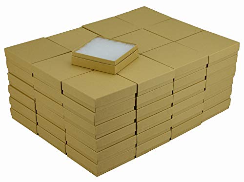 JPB Kraft Cotton Filled Jewelry Box #33 (Case of 100) 3.5 inches x 3.5 inches