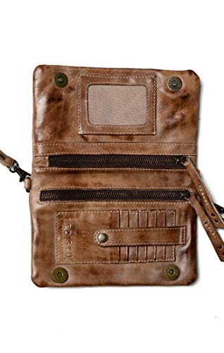 Bed|Stu Women's Cadence Leather Wallet, Crossbody or Clutch (Tan Rustic)