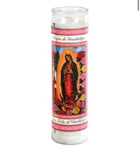 our lady of guadalupe glass prayer candles, 8″, devotional candles