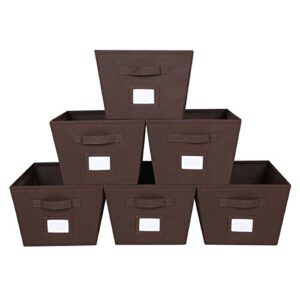 storage bins cubes baskets containers with dual handles for home closet bedroom drawers organizers, foldable, set of 6 (brown)