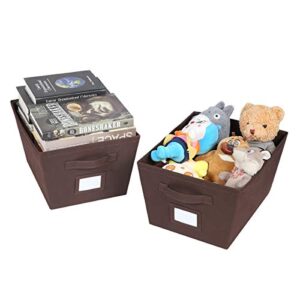 Storage Bins Cubes Baskets Containers with Dual Handles for Home Closet Bedroom Drawers Organizers, Foldable, Set of 6 (Brown)