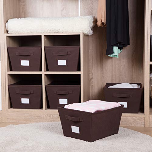 Storage Bins Cubes Baskets Containers with Dual Handles for Home Closet Bedroom Drawers Organizers, Foldable, Set of 6 (Brown)