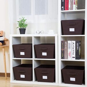 Storage Bins Cubes Baskets Containers with Dual Handles for Home Closet Bedroom Drawers Organizers, Foldable, Set of 6 (Brown)