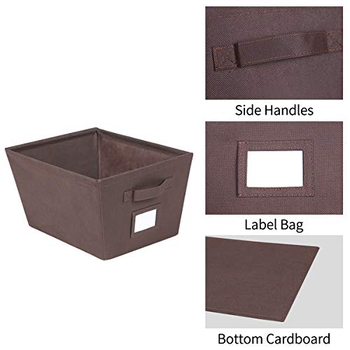 Storage Bins Cubes Baskets Containers with Dual Handles for Home Closet Bedroom Drawers Organizers, Foldable, Set of 6 (Brown)