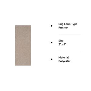 Home Queen Solid Color Custom Size Runner Area Rug Beige, 2' x 4'