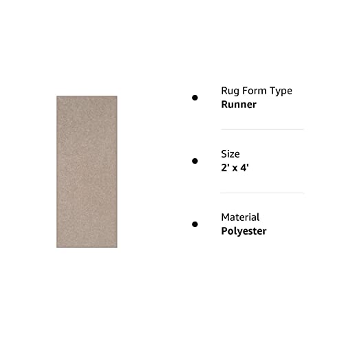 Home Queen Solid Color Custom Size Runner Area Rug Beige, 2' x 4'