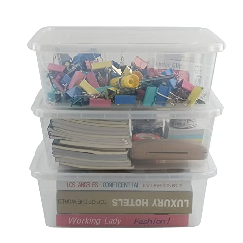 Pekky 13 Quart Plastic Bins Boxes with Lid, 3 Packs