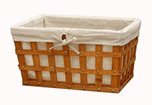 large woodchip storage basket bin with beige liner