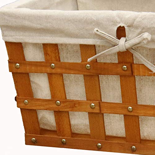 Large Woodchip Storage Basket Bin with Beige Liner