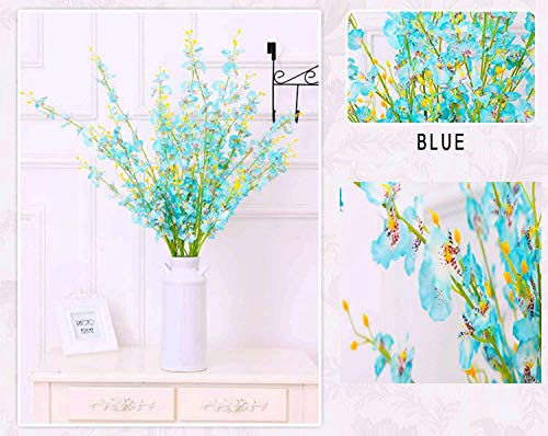 MISSWARM 10 PCS Dancing Lady Orchids Butterfly Artificial Flowers, 38 Inches Silk Artificial Flower Fake Flowers for Wedding and Home Decoration(Teal Blue)