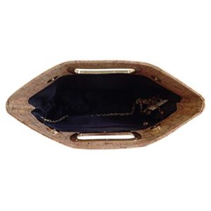 Cork Top Handle Clutch, GOLD